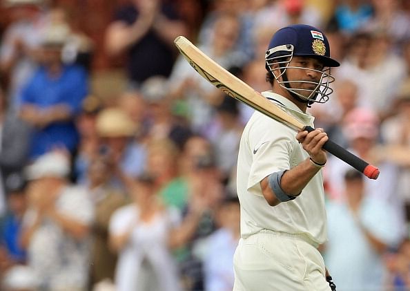 SYDNEY, AUSTRALIA - JANUARY 06: Sachin Tendulkar of India acknowledges the crowd after being dismissed during day four of the Second Test Match between Australia and India at Sydney Cricket Ground on January 6, 2012 in Sydney, Australia.
